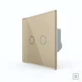 Intrerupator dublu cu variator touch Livolo din sticla, auriu