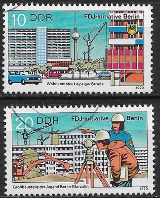B1377 - Germania DDR 1979 - Constructii 2v. stampilat,serie completa foto
