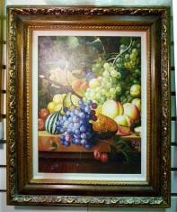 Tablou pictat manual pe panza in ulei Bucatarie Fructe A-185 foto