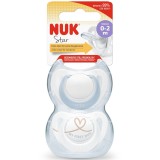 Set 2 suzete NUK STAR, SILICON 0-2 luni, BLUE