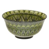 Mini bol pentru servire,ceramica,verde,design liniar,250 ml