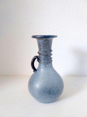 Vaza sticla, albastru-gri, 12cm inaltime foto