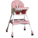 Scaun de masa pentru bebelusi si copii, flippy, cu roti, telescopic, pliabil, masuta reglabila, suport picioare, scaun cu invelis piele artificiala, c