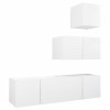 Set dulapuri TV, 4 piese, alb, lemn prelucrat