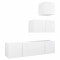Set dulapuri TV, 4 piese, alb, lemn prelucrat