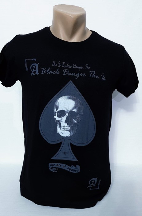 Tricou barbați negru imprimeu frunza - XXL