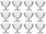 Set boluri, 12 piese, 300 ml, Sticla, Gri transparent
