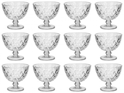 Set boluri, 12 piese, 300 ml, Sticla, Gri transparent foto