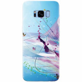 Husa silicon pentru Samsung S8 Plus, Artistic Paint Splash Purple Butterflies