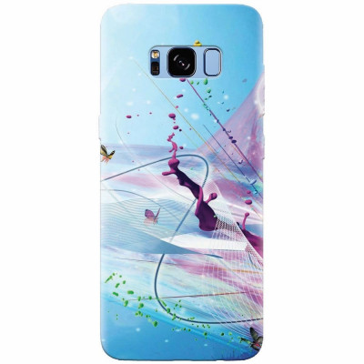 Husa silicon pentru Samsung S8, Artistic Paint Splash Purple Butterflies foto