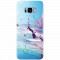 Husa silicon pentru Samsung S8, Artistic Paint Splash Purple Butterflies
