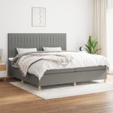 VidaXL Pat box spring cu saltea, gri &icirc;nchis, 200x200 cm, textil 3142522