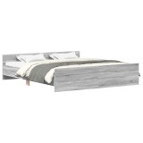 Cadru de pat cu tablie la cap/picioare, gri sonoma, 180x200 cm