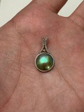 PANDANTIV AUR alb 18K + 23 Diamante = 0.20ct + Scoica Paua - Vintage !
