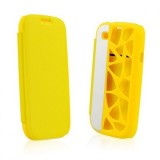 Husa Flip Water Cube iPhone 5C Galben, Cu clapeta, Piele Ecologica