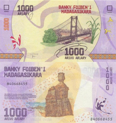 MADAGASCAR 1.000 ariary ND (2017) UNC!!! foto