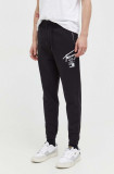 Tommy Jeans pantaloni de trening din bumbac culoarea negru, cu imprimeu