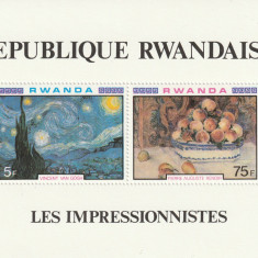 Rwanda 1980-Arta,Pictori,Picturi,Impressionist II,Renoir,van Gogh,MNH,Mi.Bl.91