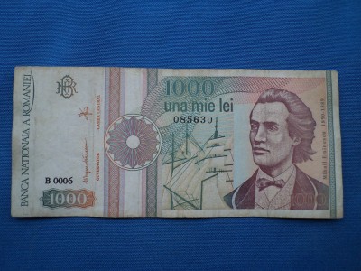 1000 lei 1991 seria B0006 FARA PUNCT- FF RARA foto