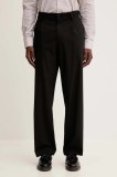 HUGO pantaloni din amestec de l&acirc;nă bărbați, culoarea negru, drepți 50549484