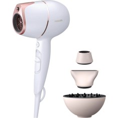 Uscator de par Philips Prestige BHD628/00 SenseIQ, 1800 W, 2 viteze, 3 moduri presetate de uscare, Ingrijire cu ioni, Alb/Roz