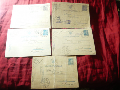 5 Carti Postale 1941-1943 Cenzura Timisoara si timbru fix Mihai I :4 , 5 si 10 l foto