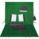 Kit studio foto cu set de lampi si fundal GartenMobel Dekor, vidaXL