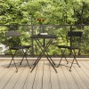 Set Bistro Pliabil 3 Piese, Poliratan Negru, Gradina/Balcon. Masa+2 Scaune, Rezistent Intemperii, Max 110kg/loc
