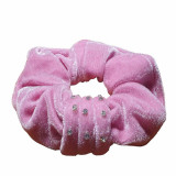 Elastic de par tip scrunchie, catifea, roz, Oem