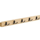 SONGMICS Cuier de perete pentru hol sau baie, 5 carlige duble, 5x70x7 cm, maro natural Household NewTrend