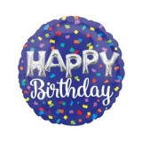 Balon folie rotund HAPPY BIRTHDAY 45x45 cm