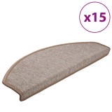 Cumpara ieftin Covorase pentru scari, 15 buc., 65x24x4 cm, maro deschis, semirotunde, mari