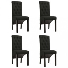 vidaXL Scaune de bucătărie, 4 buc., negru, material textil