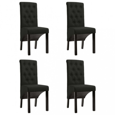 vidaXL Scaune de bucătărie, 4 buc., negru, material textil 276975 foto