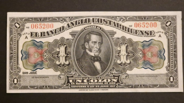 Un Colon 1917 Costa Rica UNC