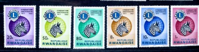 RUANDA 1967 fauna animale zebre serie NESTAMPILATA foto