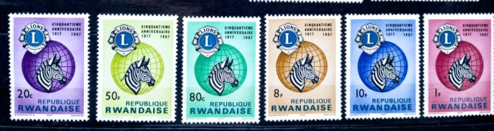 RUANDA 1967 fauna animale zebre serie NESTAMPILATA