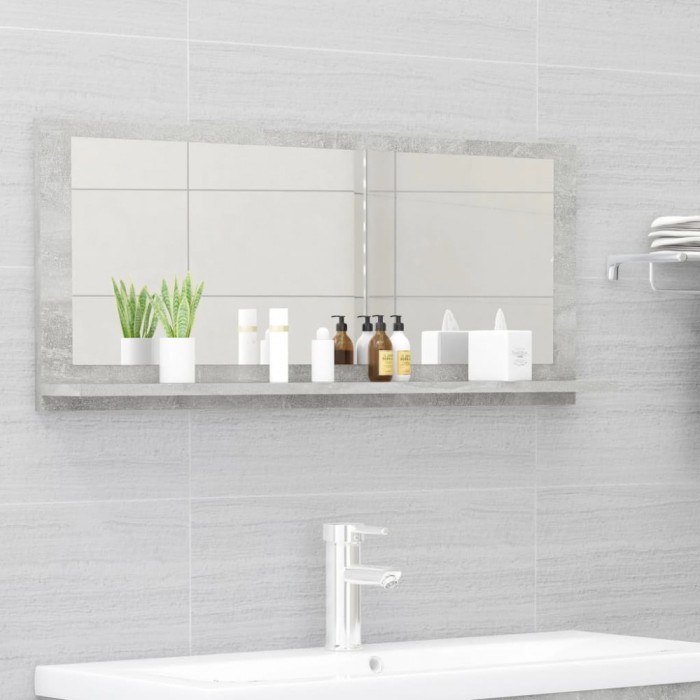 vidaXL Dulap de baie cu oglindă, gri beton, 90 x 10,5 x 37 cm, PAL 804584