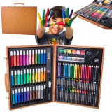 Set Desen Pictura Copii 150 Piese, Valiza Portabila, Creioane Colorate, Pasteluri, Markere, Acuarele - Verk Group