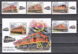 Angola 2019 - Locomotive, Serie cu Tapsuri + Colita, MNH
