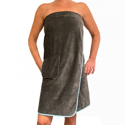 Halat de sauna pentru femei Homelevel, Universal, Gri, Bumbac organic, 54987.73 foto