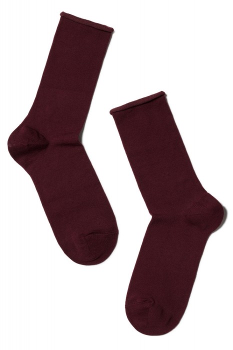 Șosete damă din bumbac fără elastic, Conte Elegant Comfort 000 - Bordo, 36-37 (23)