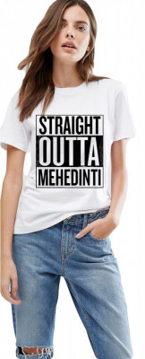 Tricou dama alb - Straight Outta Mehedinti - 2XL foto