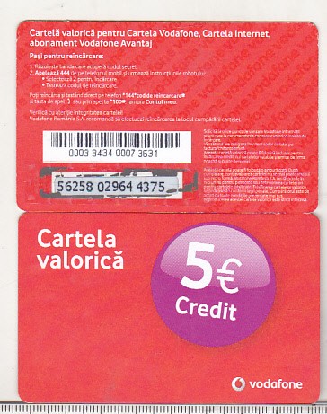 bnk card Romania - Vodafone - reincarcare 5 euro - RO-VOD-REF-0042????