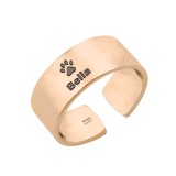 Paw Lover - Inel reglabil personalizat labuta si nume din argint 925 placat cu aur roz