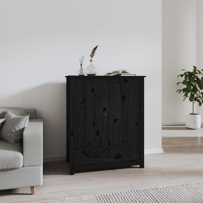 Servanta, negru, 83x41,5x100 cm, lemn masiv de pin GartenMobel Dekor