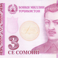 Bancnota Tadjikistan 3 Somoni 2010 - P20 UNC