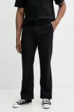 Vans pantaloni bărbați, culoarea negru, drept, VN000HZBBLK1
