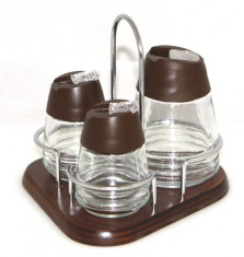 Set solnite 3 piese suport lemn M-532034 culoare cafea Raki foto