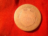 Moneda 2 lei 1881 Carol I argint 835 , cal. slaba